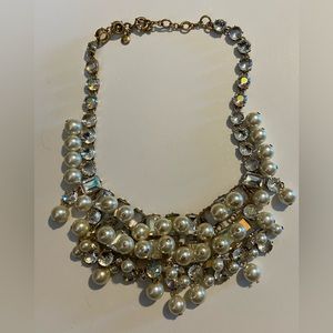 J Crew Statement Pearl Necklace with rhinestone details.